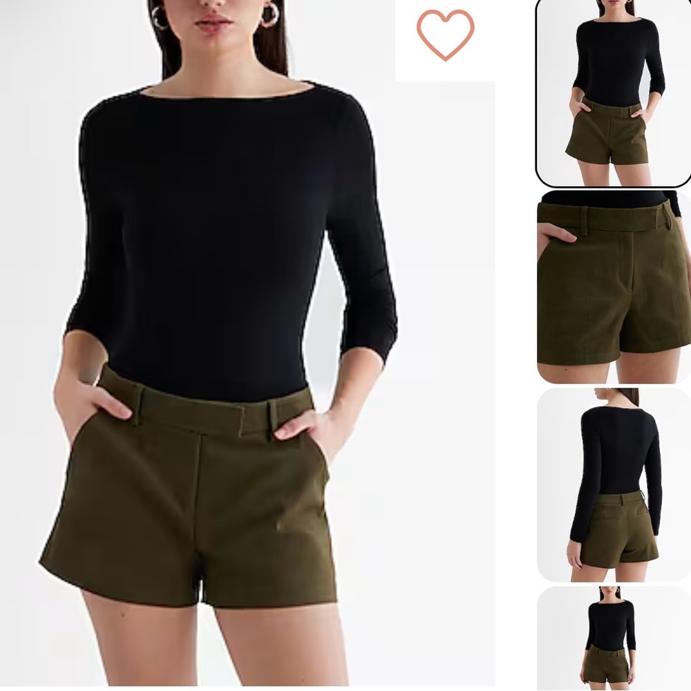 Express Midrise Editor Tailored Shorts in Artillery Green Size 4